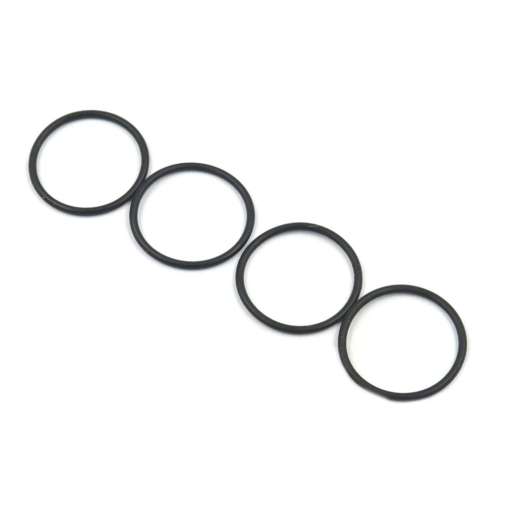 Set of four Xpress Short Shock O-Rings designed for spring adjust nuts, shown on a white background for motorcycle suspension repairs.