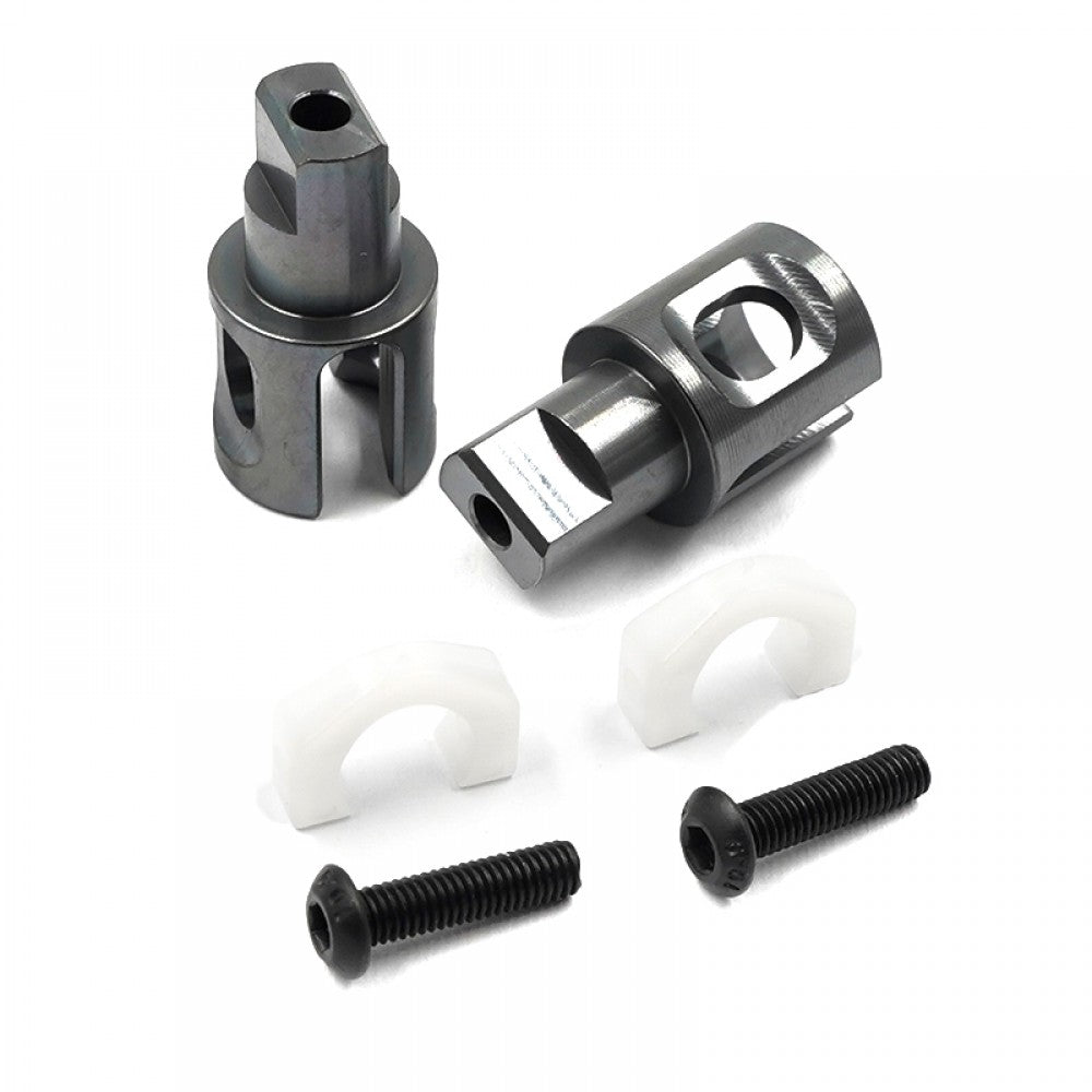 Xpress Composite Spool Titanium Outdrive Adaptor 4.0mm, pair of two, lightweight fishing reel parts displayed on white background.