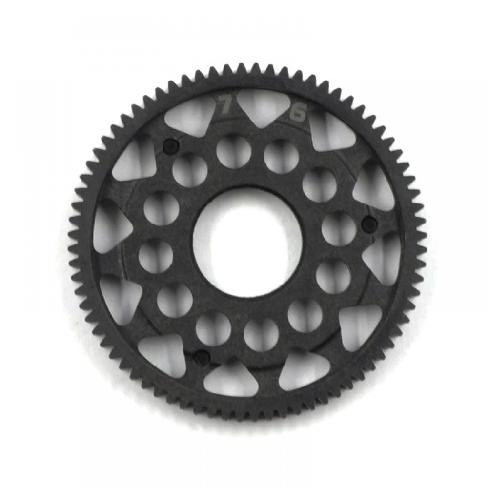 Xpress Xpress: 64P composite spur gear shown in detailed close-up, highlighting its gear teeth and durable plastic construction.
