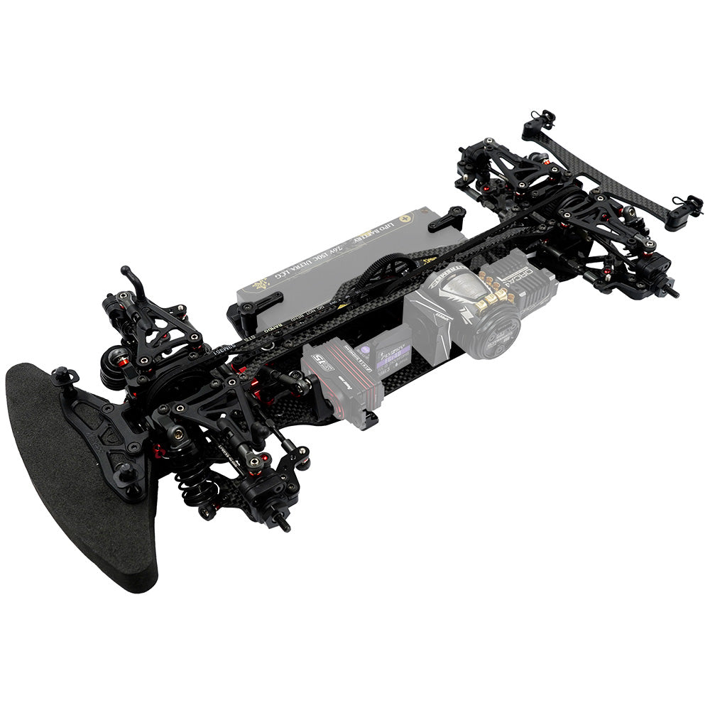 Xpress Execute XQ11R 1/10 scale 4WD touring car kit with detailed chassis and racing body, ready for assembly and racing.