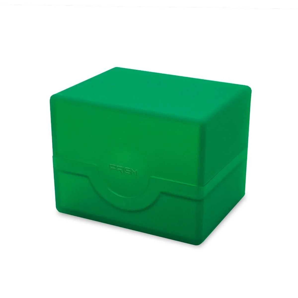 Closed green BCW Prism Deck Case designed for storing trading cards securely and keeping them organized.