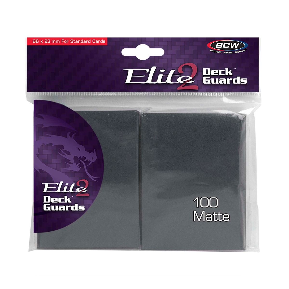 BCW Matte Deck Guards Elite2 anti-glare card protectors in a pack, designed to shield collectible cards from glare and damage.