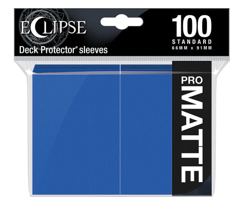 Ultra Pro Eclipse Matte Standard Deck Protector Sleeves in Pacific Blue, 100-count, designed for trading card protection.