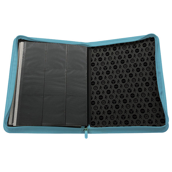 Ultra Pro Elite Series Lucario PRO 9-Pocket Zippered Binder, black with Lucario artwork, featuring multiple transparent card pockets.