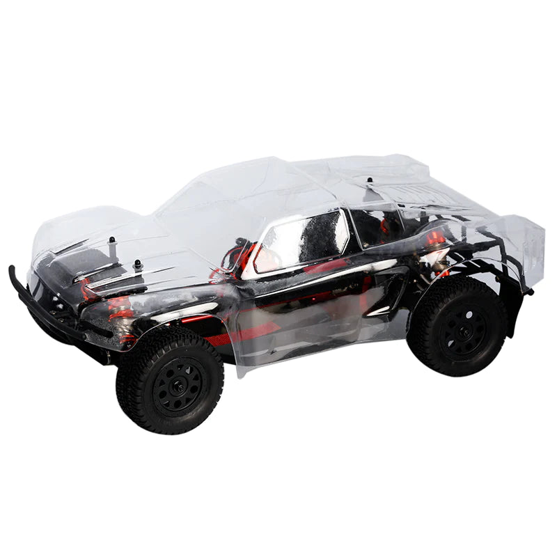 LC Racing L6240 1/14 clear short course truck body for RC cars, shown in a sleek, transparent design with detailed contours.
