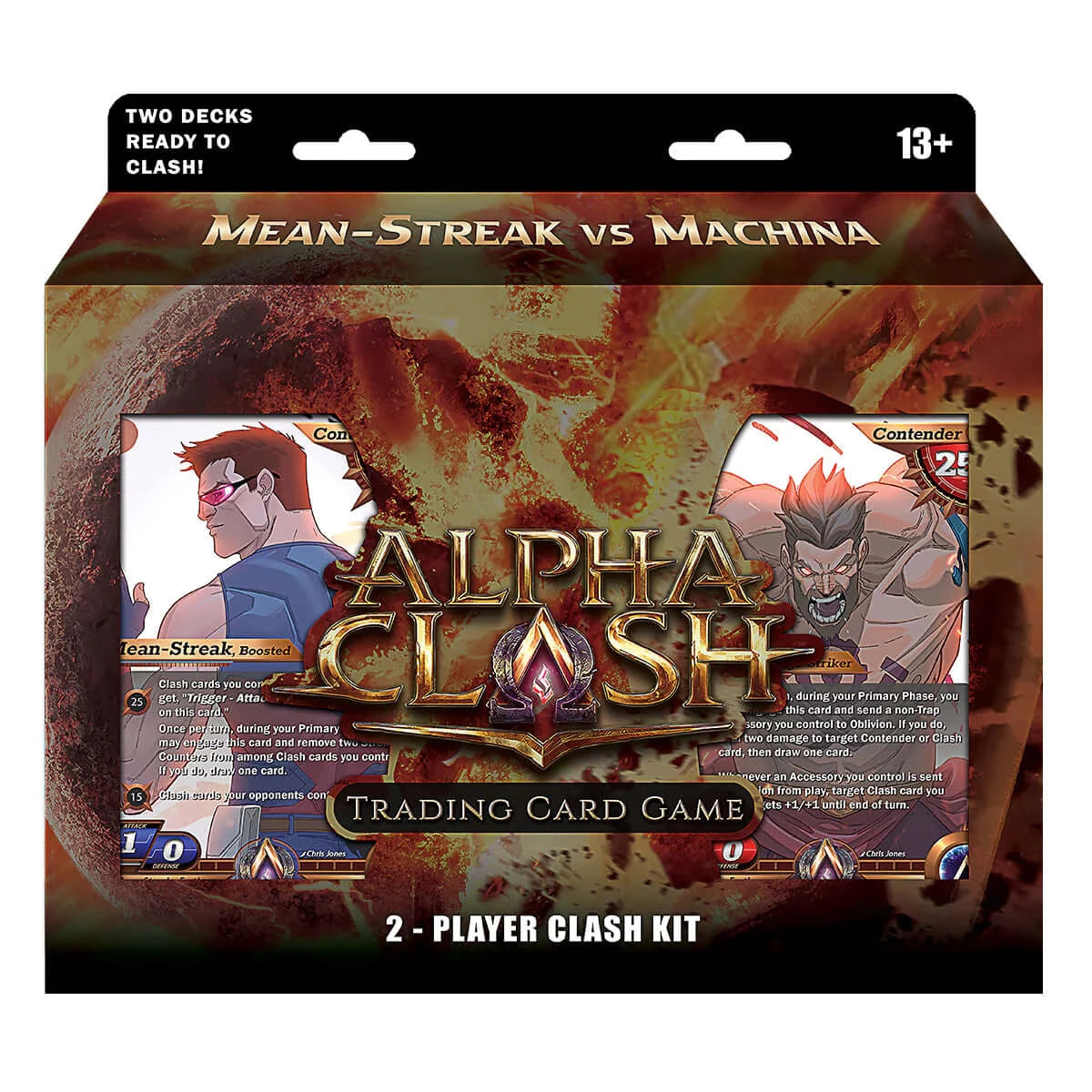 Two-player Alpha Clash TCG Clashgrounds kit with collectible trading cards from Rising Empire Studios for strategic gameplay.