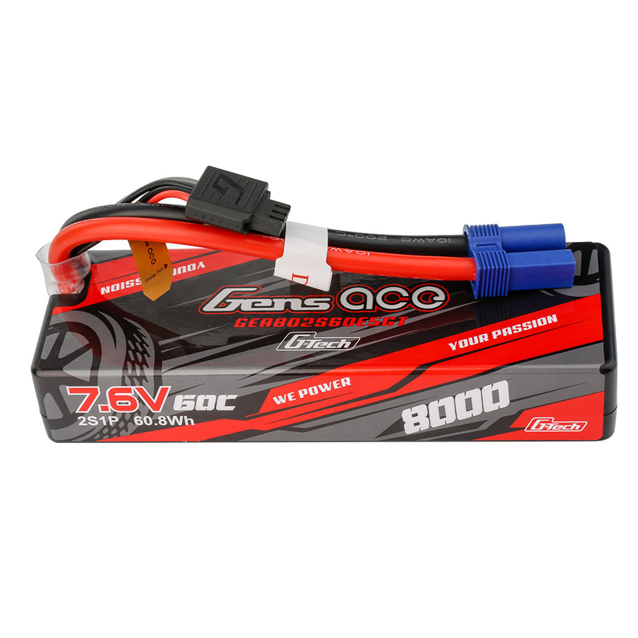 Gens Ace 8000mAh 2S 60C G-Tech hardcase LiPo battery with EC5 connector for RC models