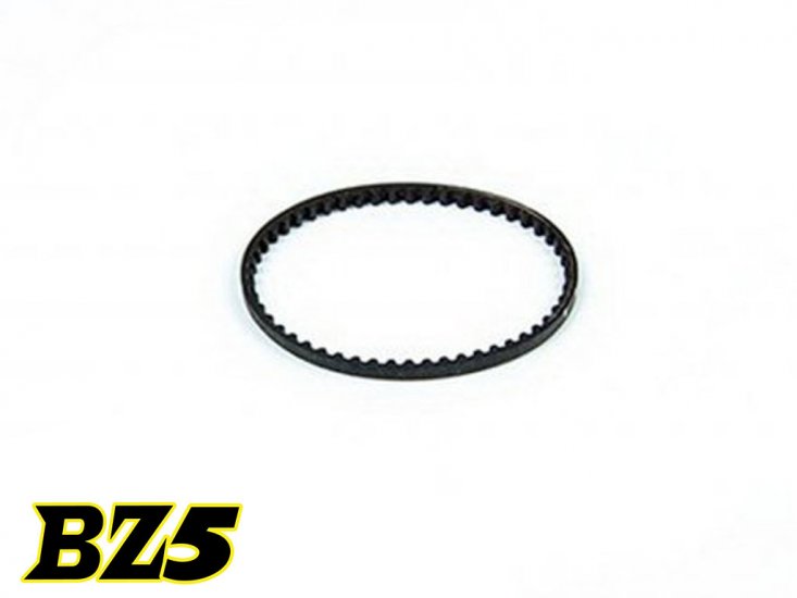 Atomic RC BZ5 52T rear belt for RC car, showing the black and silver belt with detailed teeth and branding.