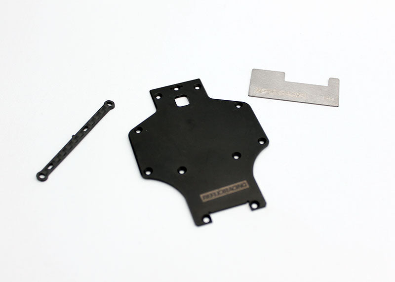 Reflex Racing RX28A-22 RC car parts hard steel chassis plate kit on a white background