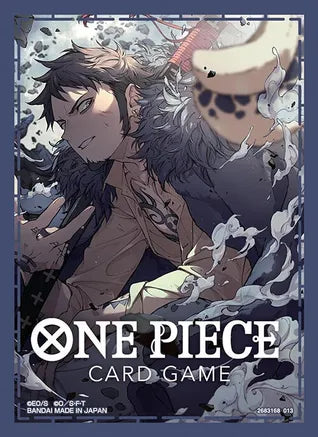 Set of six official Bandai One Piece TCG sleeves featuring colorful character artwork on protective card sleeves.
