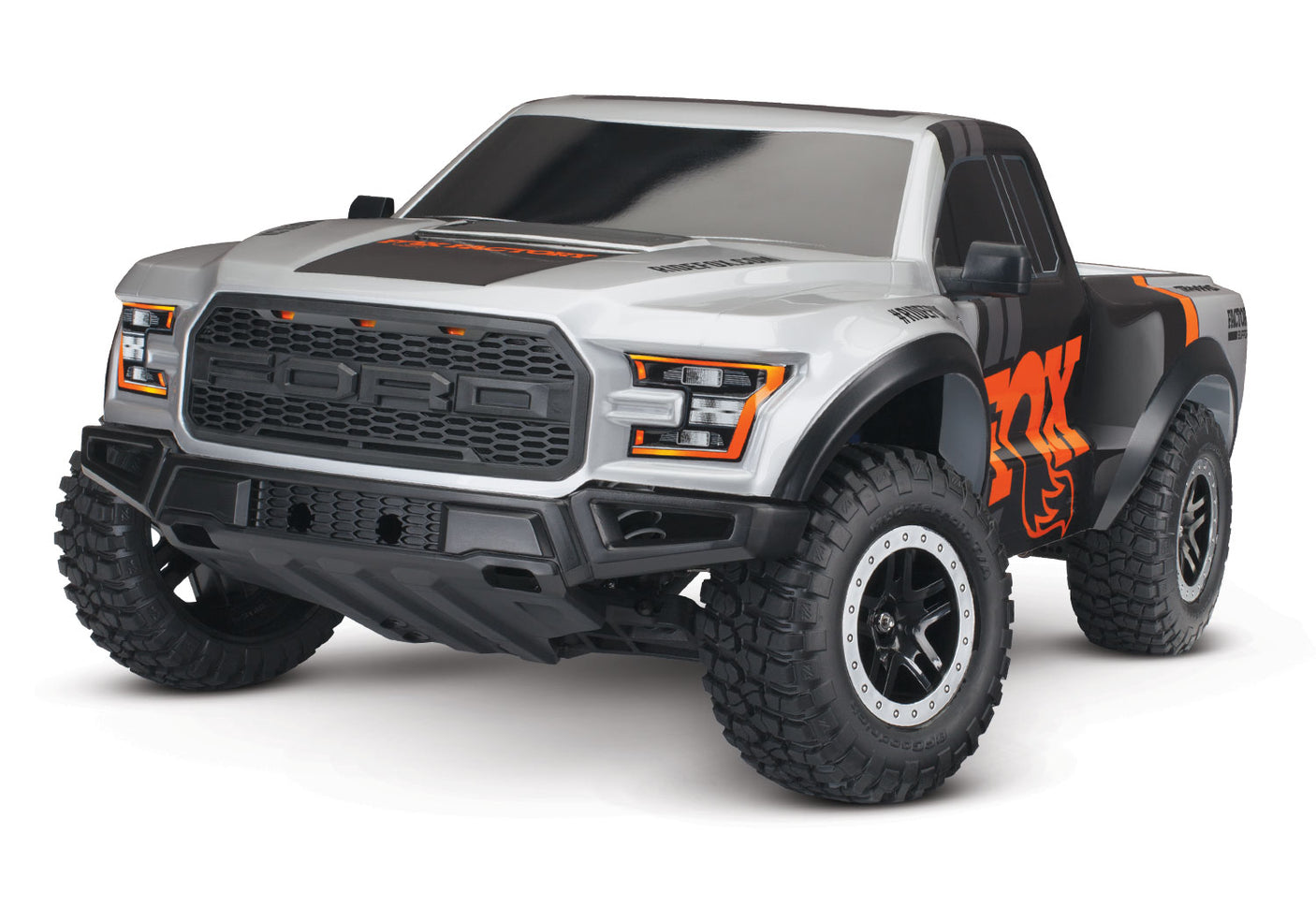 Traxxas Ford Raptor 2WD BL-2s remote control truck front view with detailed exterior and off-road tires.