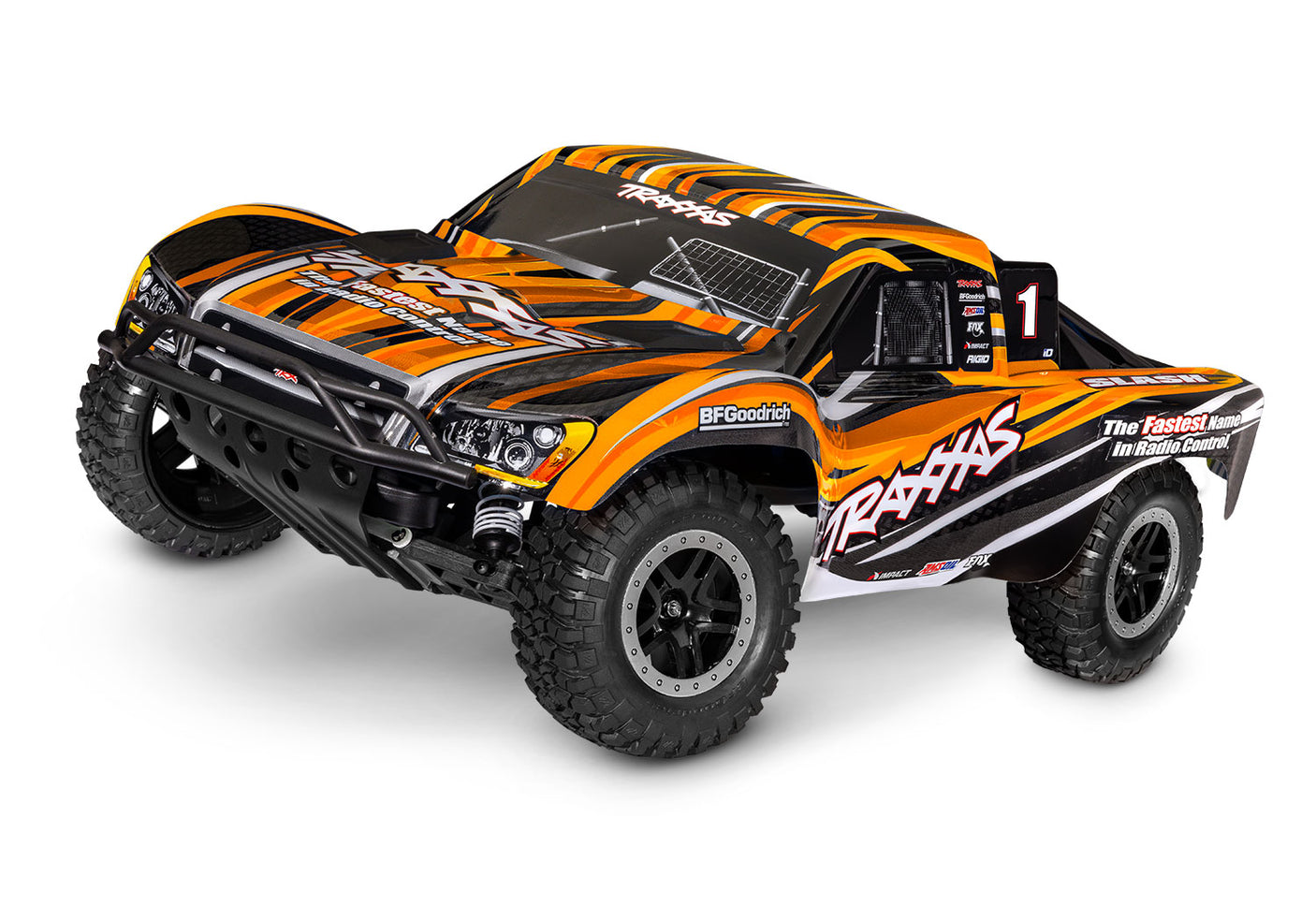 Traxxas Slash 2WD HD remote control truck with orange body and front view, showcasing durable design and off-road tires.