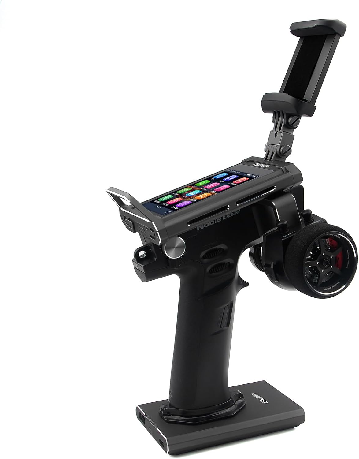 Flysky Noble NB4 Pro+ RC transmitter with FGr4B and FGr8B receivers, black handheld remote control for remote vehicle operation