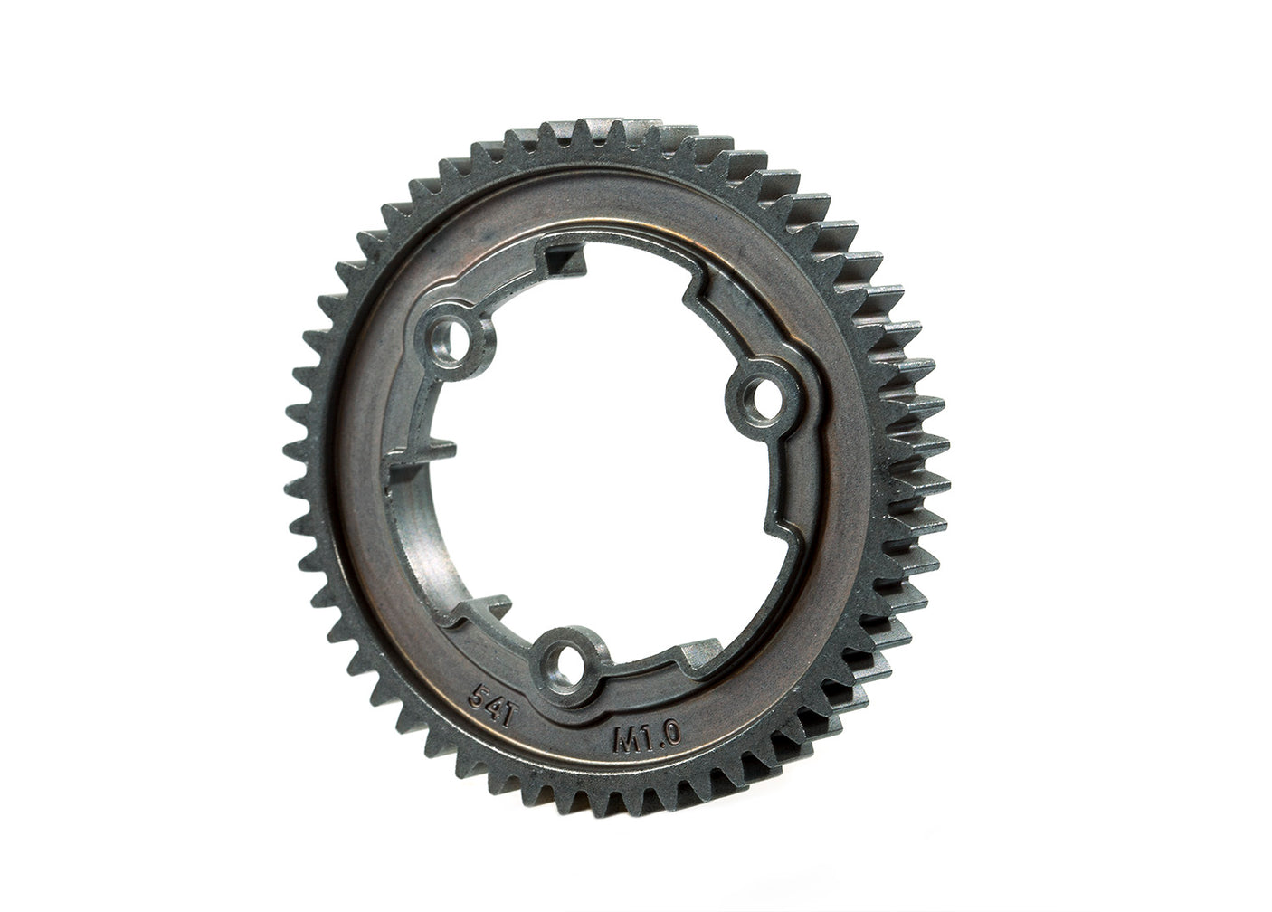 Traxxas 54-tooth wide-face steel spur gear with 1.0 mod for RC cars, shown in close-up view on a plain background.