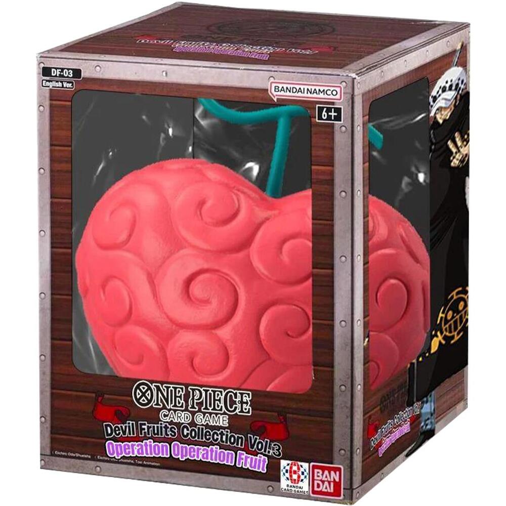 Bandai One Piece TCG Devil Fruits Collection V3 card featuring colorful artwork of a popular Devil Fruit power.