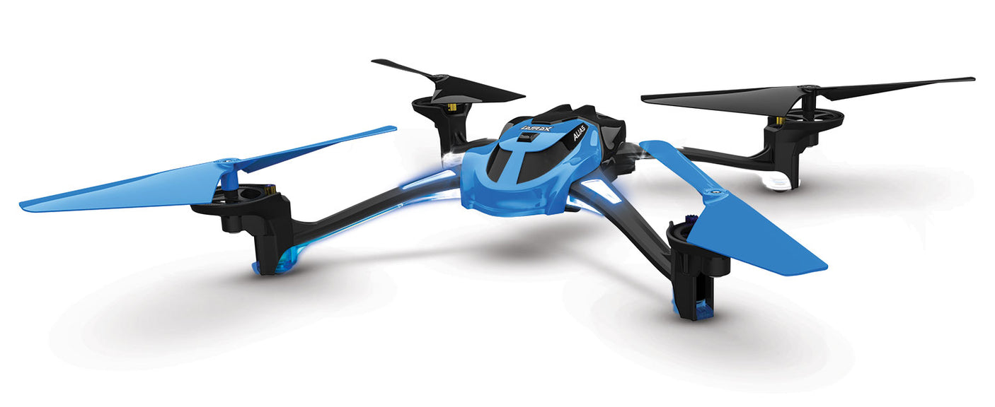 Blue LaTrax Alias RC quadcopter drone from Traxxas with four propellers and sleek design.