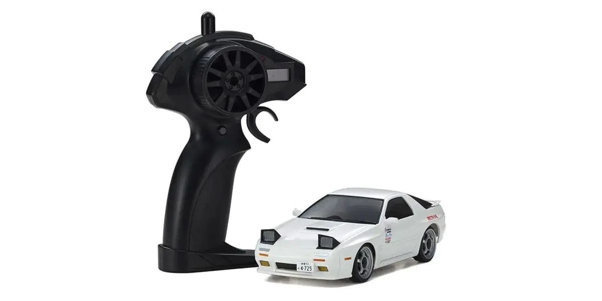 Kyosho First Mini-Z RC car model of Mazda RX-7 FC3S Ryosuke Takahashi, showcasing detailed exterior and racing decals.