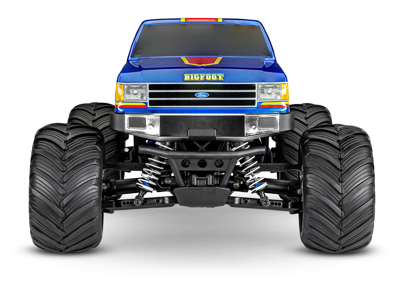 Traxxas BIGFOOT 4X4 BL-2s remote control monster truck showing front view with large tires and detailed body.