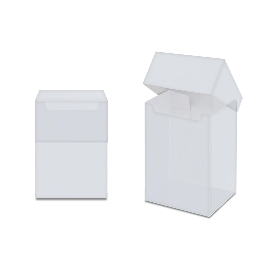 Ultra Pro Ultra Pro Deck Box 80+ with clear plastic lid showing secure latch and spacious interior for trading cards.