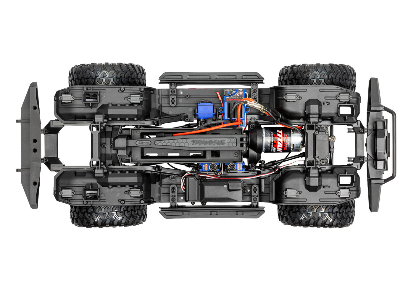 Traxxas TRX-4 Land Rover Defender RC model with clipless top chassis and detailed exterior, ready for off-road adventures.