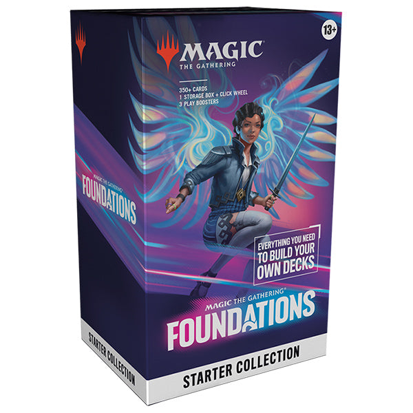 MTG Foundations Starter Collection box set by Wizards of the Coast, featuring collectible Magic: The Gathering cards and packaging.