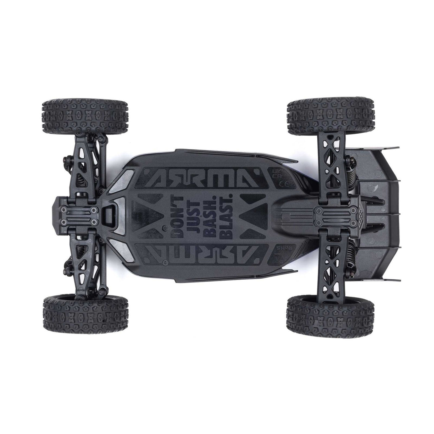 ARRMA 1/14 Typhon GROM 4X4 RTR brushed buggy, showing its rugged off-road design with large tires and sleek body.