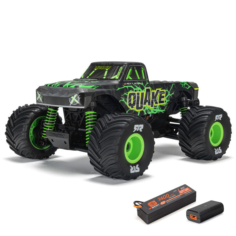 ARRMA 1/16 Quake Grom 4x4 RTR brushed monster truck with rugged design and off-road tires.