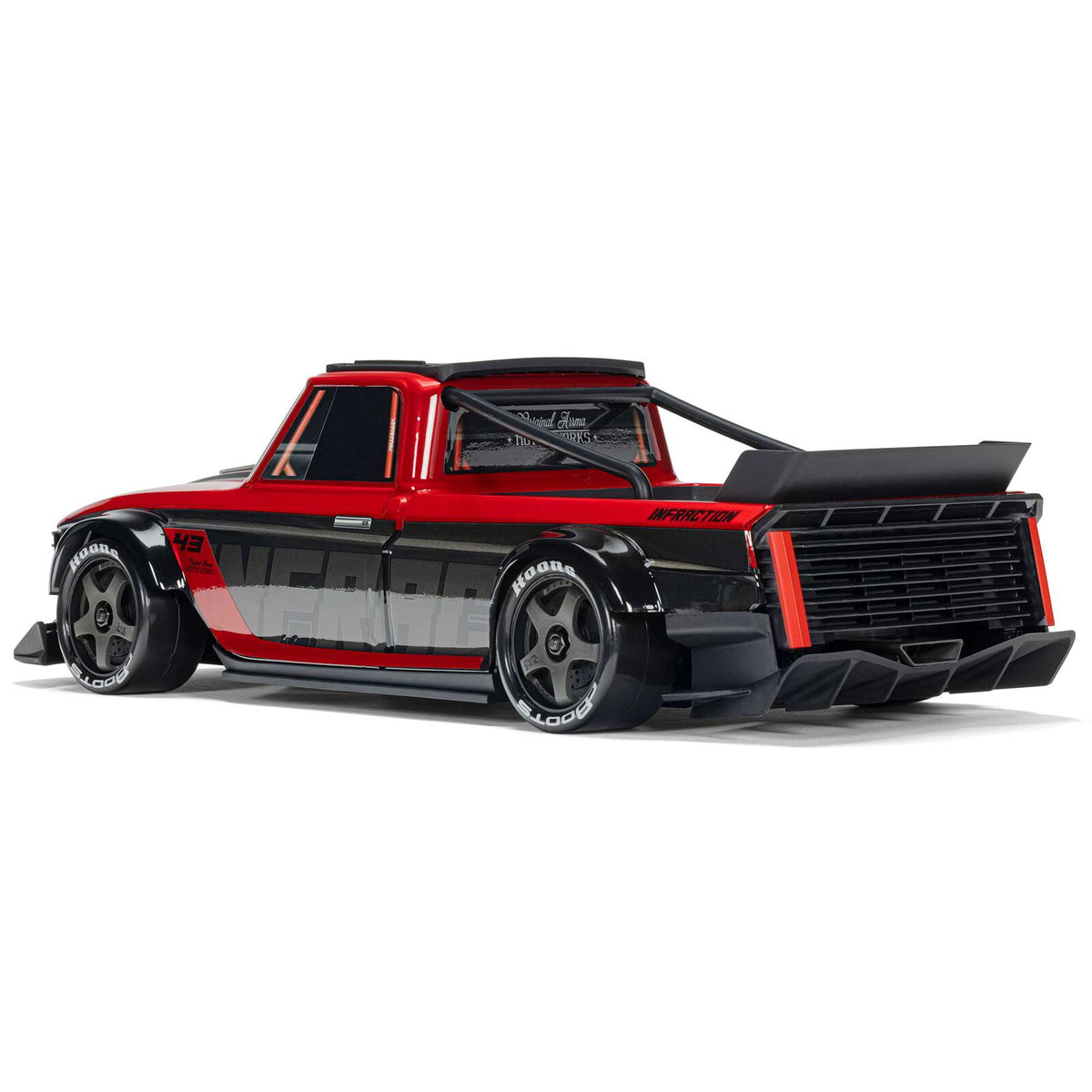 ARRMA 1/12 Infraction GROM 3S BLX 4x4 street truck with brushless motor, shown with battery and charger included.