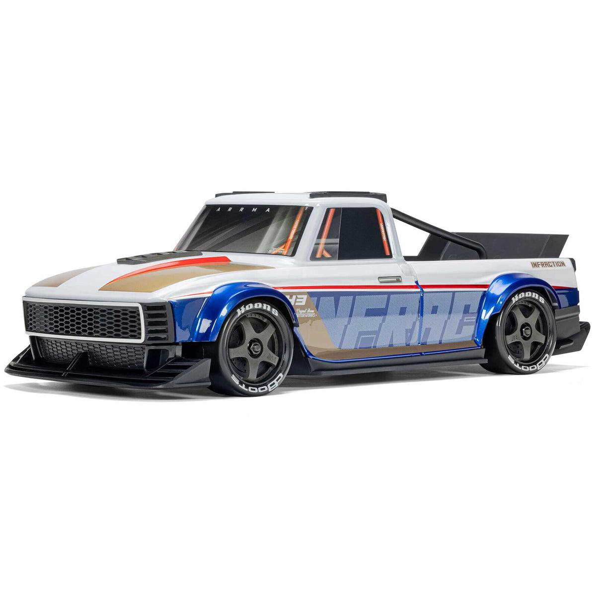 ARRMA 1/12 Infraction GROM 3S BLX 4x4 brushless street truck with detailed exterior and aggressive styling.