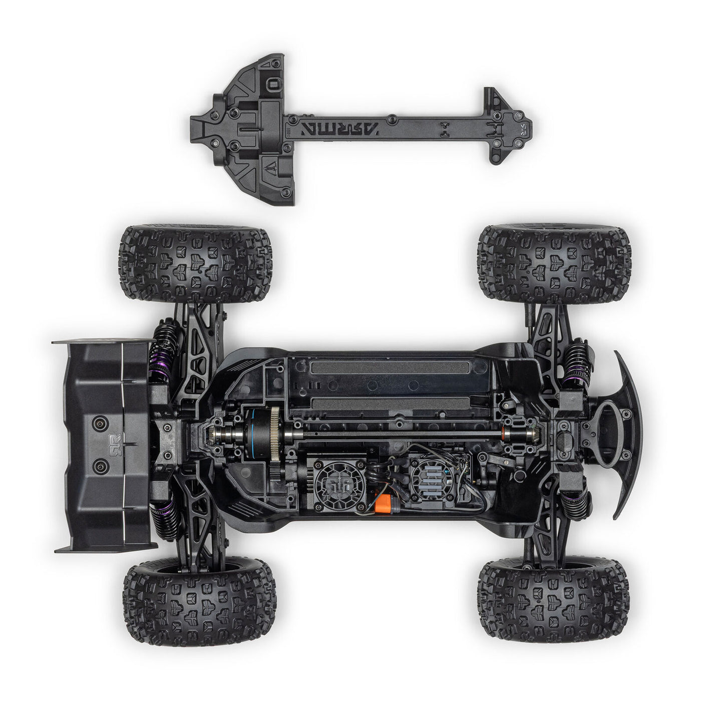 ARRMA 1/16 Mini Kraton 3s RC car with charger and battery, showing the compact off-road remote control vehicle.