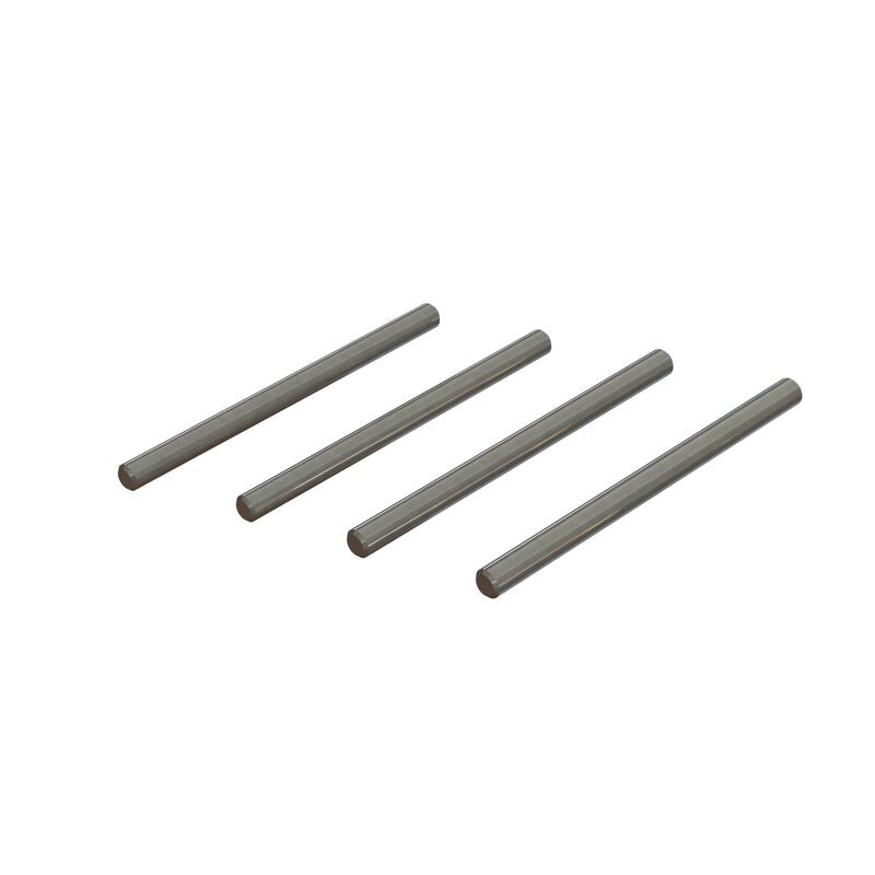 Set of four ARRMA hinge pin 2.5x37mm for RC car suspension, showing metal pins with black caps on a white background.