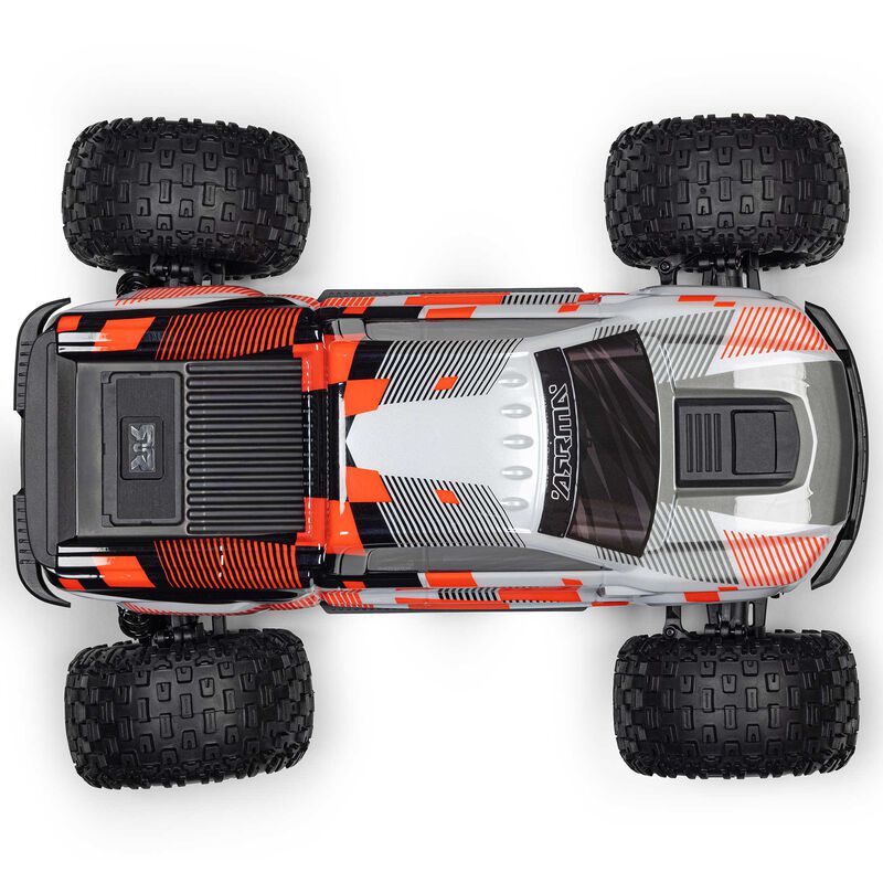 ARRMA 1/10 scale Granite 4X4 RTR brushed monster truck with rugged tires and detailed body, ready for off-road adventure.