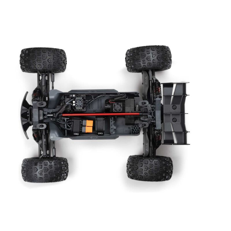 ARRMA 1/10 Kraton 4S 4X4 RTR brushless speed truck, showing its rugged off-road design and vibrant orange and black body.