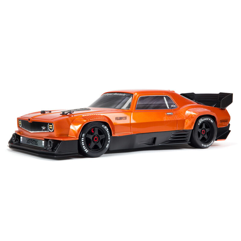ARRMA 1/7 FELONY 6S AVC 4X4 RTR brushless all-road street bash RC car on pavement with detailed body design