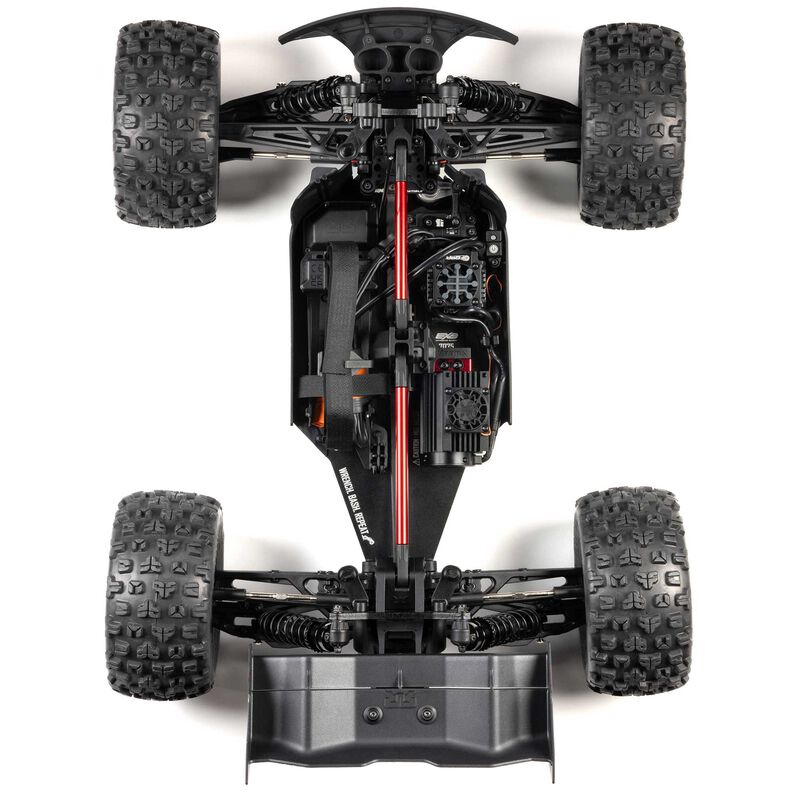 ARRMA 1/8 Kraton 6S BLX V6 4x4 RTR RC car with rugged design and detailed body, ready for off-road adventures.