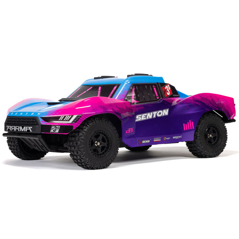 ARRMA 1/10 Senton 4X4 223S BLX RTR short course truck with rugged design and off-road tires, ready for high-speed racing.
