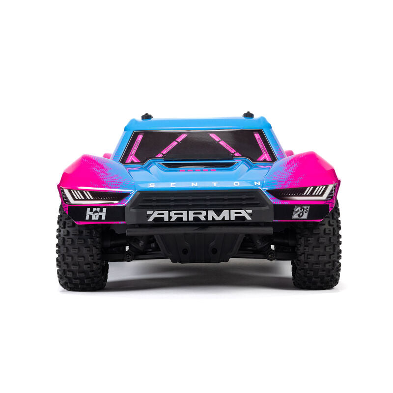 ARRMA 1/10 Senton 4X4 223S BLX RTR short course truck with rugged design, large tires, and detailed body in action.