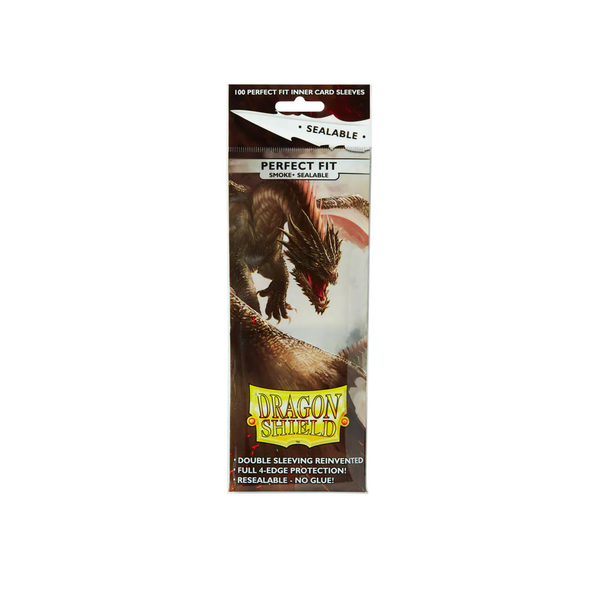 Dragon Shield Smoke Sealable Perfect Fit Sleeves for cards, showcasing clear, durable card sleeves designed for secure sealing.