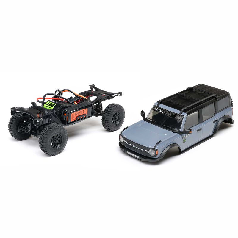 Axial 1/30 scale SCX30 Ford Bronco 4x4 RC rock crawler with brushed motor, detailed off-road vehicle for remote control enthusiasts