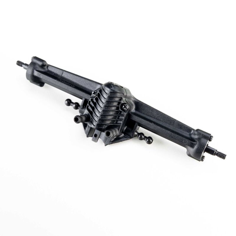 Axial SCX30 rear wide axle assembly with metal gears and durable housing for remote control off-road vehicles.