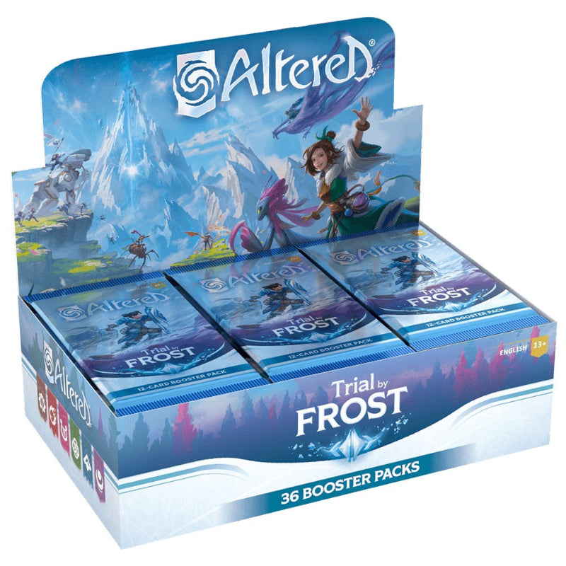 Altered: Trial by Frost booster box by Equinox featuring fantasy artwork and collectible trading cards in a sealed box.