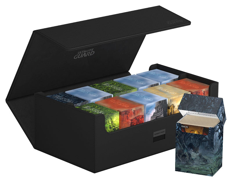 Ultimate Guard Arkhive 800+ XenoSkin monocolor card storage box with clear lid for trading cards.