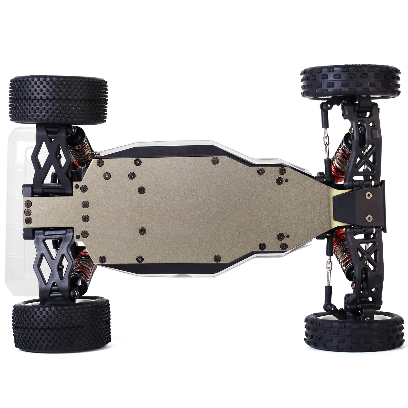 LC Racing BHC-1 1/14 scale 2WD buggy kit with detailed chassis and parts assembly, ready for building and racing.
