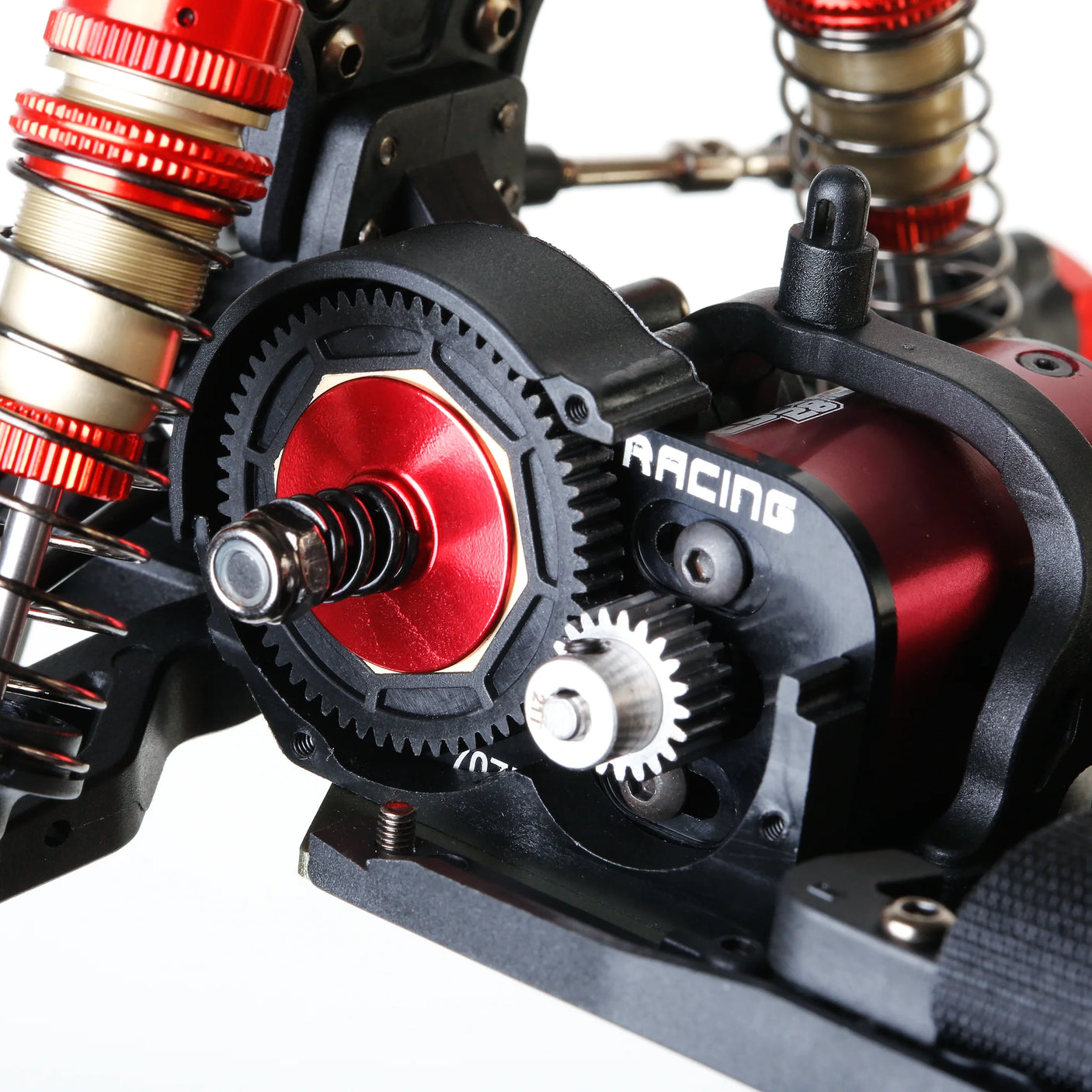 LC Racing BHC-1 1/14 2WD Buggy Kit with chassis, suspension components, and wheels assembled for radio-controlled racing.