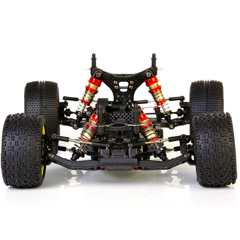 LC Racing BHC-1ST 1/14 scale 2WD stadium truck kit with detailed chassis and suspension components on a white background.