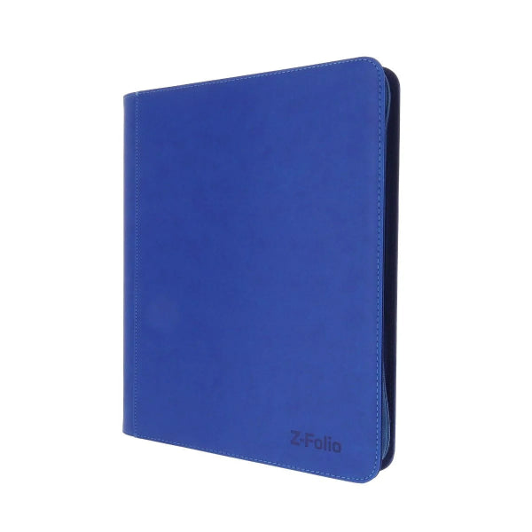Blue BCW Z-Folio 4-pocket LX toploader binder with clear pockets for card storage and organization.