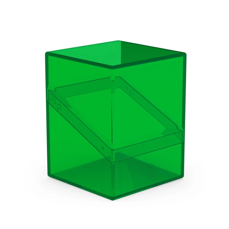 Clear emerald Ultimate Guard Boulder 100+ deck case for card storage with transparent design and secure snap lid.