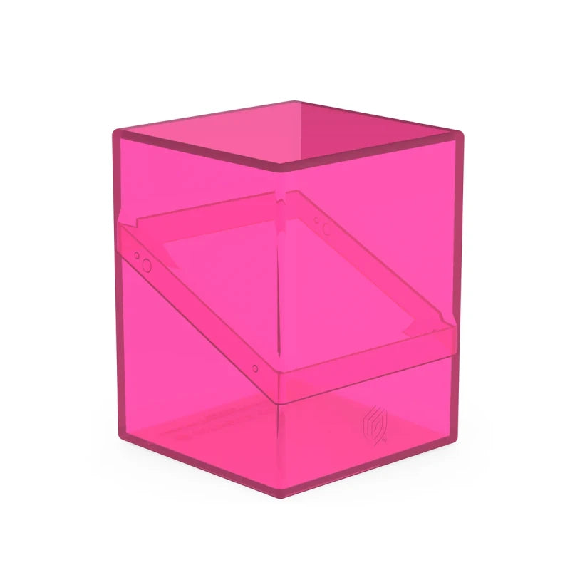 Clear Ultimate Guard Boulder 100+ deck case for card storage, featuring a durable design and vibrant Rhodonite color.