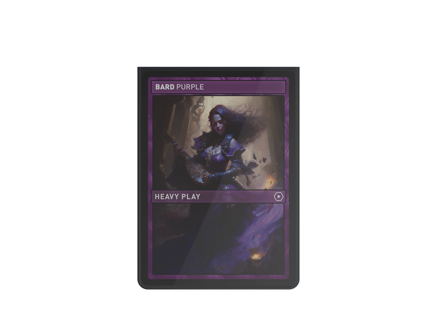 Heavy Play CURV Sleeves collectible trading card sleeves featuring a purple Bard design, front view of the protective card sleeve.