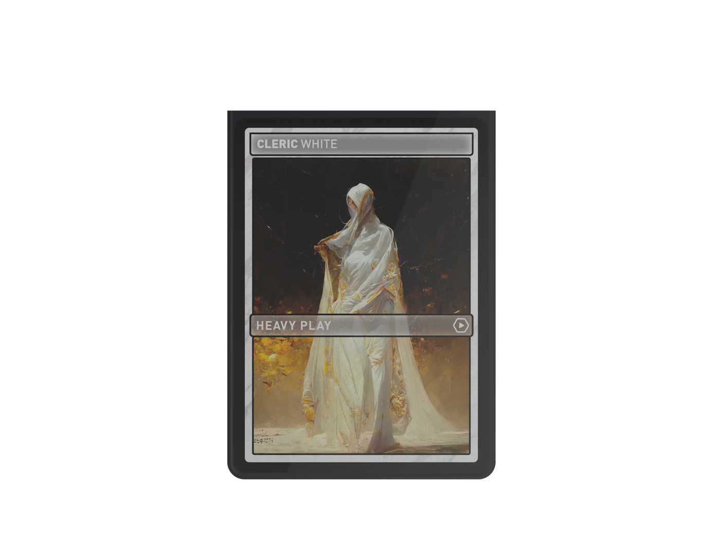Heavy Play CURV Sleeves for collectible trading cards featuring Cleric White design on the front.